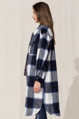 MJ0268L-Multi blk-Oversized Plaid Coat by Miss Me