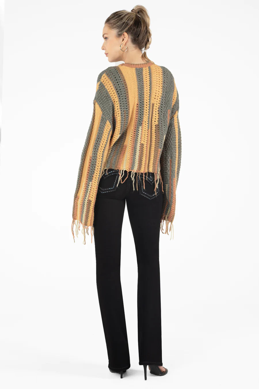 MSW0355L Sweater w/ Fringe Hem by Miss Me