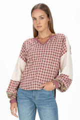 MT2706L L/S Plaid Paisley Mix by Miss Me