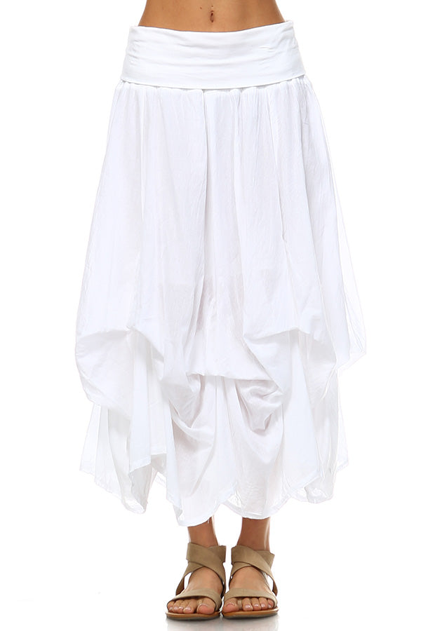 S-131-White-Long Bubble Skirt