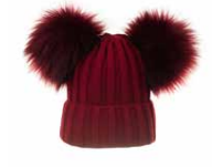 520606 Beanie dble pom-Bordeaux