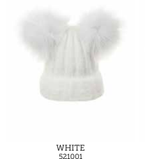 521001 Beanie dble poms-White