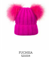 521004 Beanie dble poms Fuschia