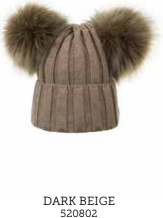 520802 Beanie dble pom -Dark Beige