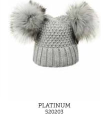 520203 Beanie w/ Pom Platinum