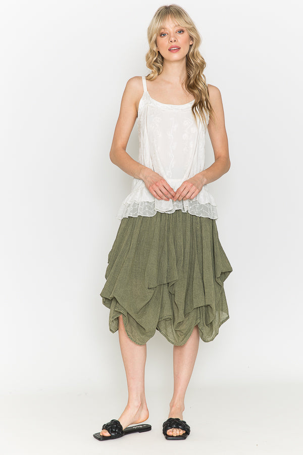 M-132-Short-Olive bubble skirt