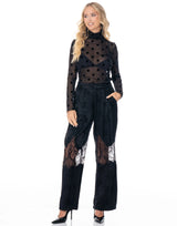 T30521 Black Polka Dot Top