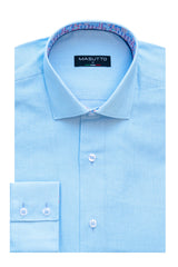 TORRE/02 BLUE LINEN LONG SLEEVE