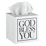 Square Tissue Box Cover - White with Black Text