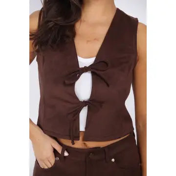 56108 Suede Shell Lace Closure Vests