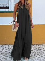 Solid halter sleeveless maxi dress