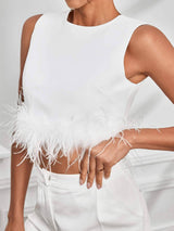 Fuzzy trim tank top