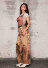 Cow Boots Digital Print Wide Leg Jeans
