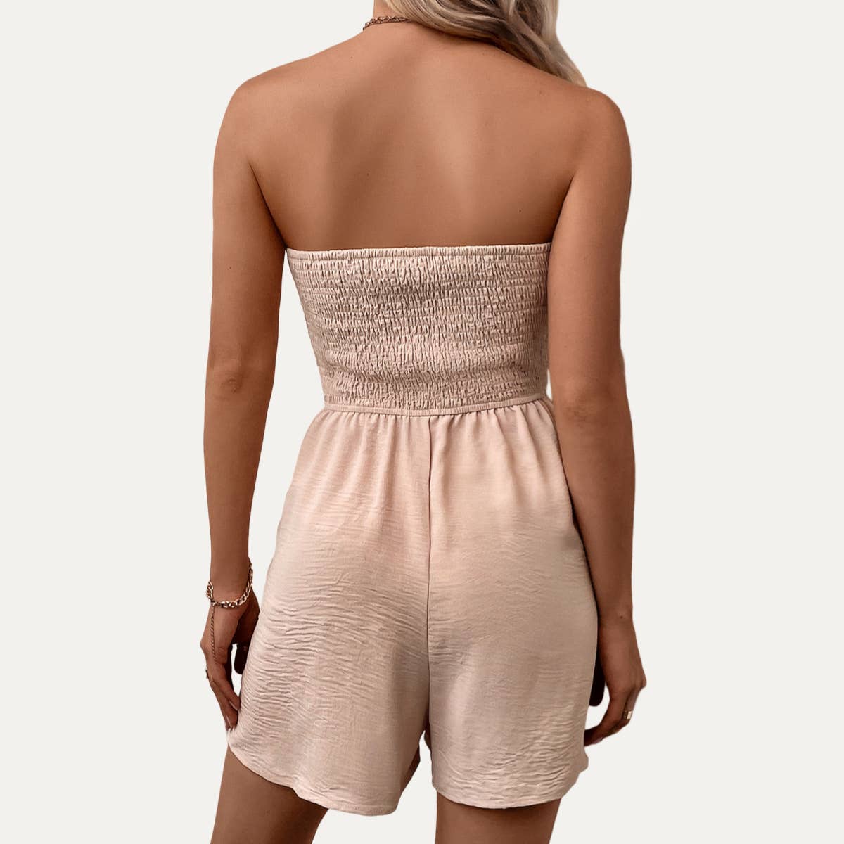 Go Outside Off-the-Shoulder Sleeveless Smocked Romper