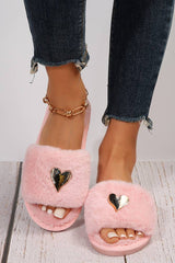 Heart Pendant Fluffy Slippers ZK701