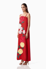 DR516Y Colorful 3D Floral Swing Suspender Long Summer Dress