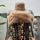 59Y Leopard Sequin Tube Top with Eco-Fur Three-Piece Set