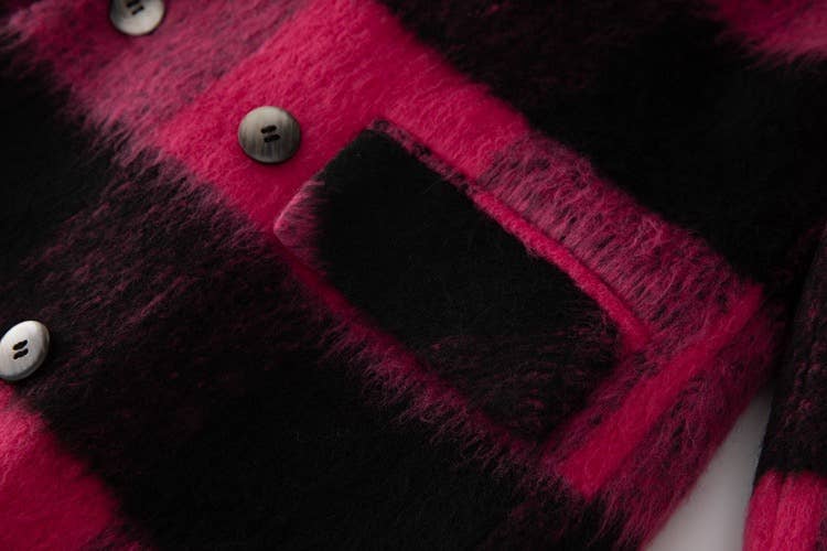 CT79 Women's Autumn/Winter Casual Warm Plaid Wool Coat