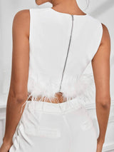Fuzzy trim tank top