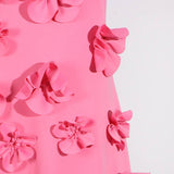 DR0206Y Chic Collar Sleeveless Dress with 3D Flowers