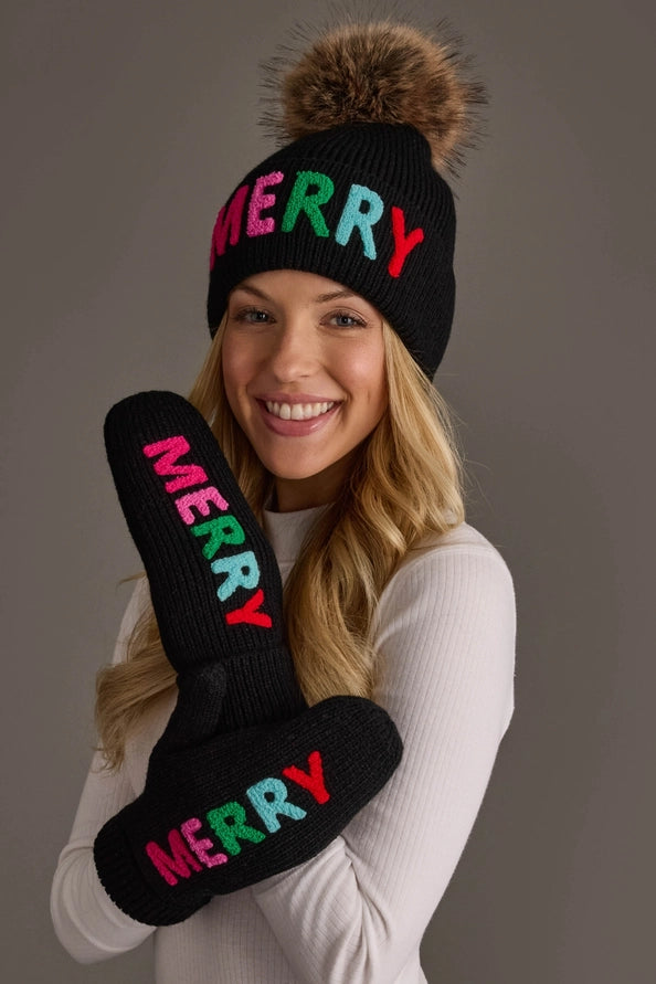 M-478 Black Merry Knit Mittens