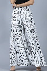 P919-2467WH-Vogue White print palazzo pants