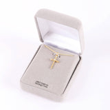 Necklace Cross Stone Gold Over SS 16-18" Gold Plated Brass C