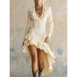 Western Style Floral Denim Dress For Women
