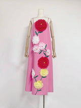 DR516Y Colorful 3D Floral Swing Suspender Long Summer Dress