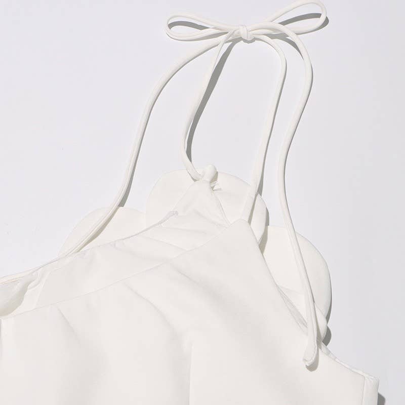 DR575Y Elegant 3D Floral Tube Top Short Summer Dress
