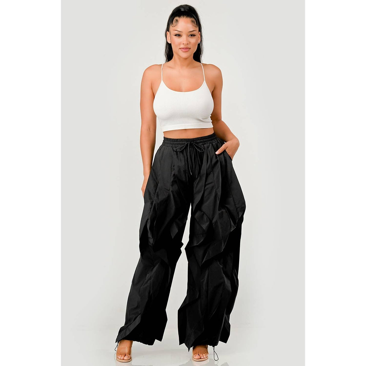 Ruffle Detail Drawstring Pant