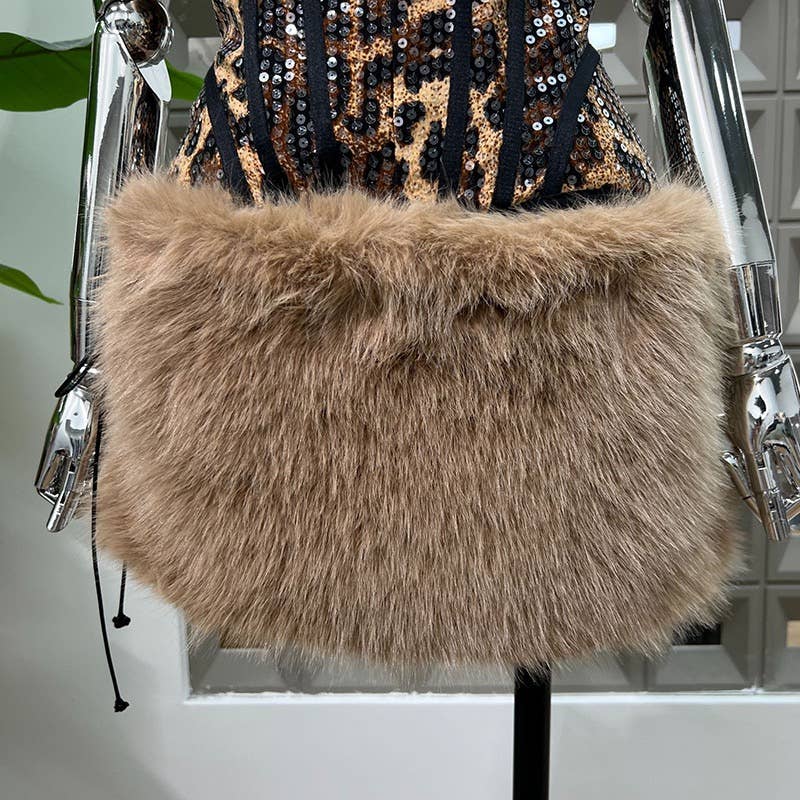 59Y Leopard Sequin Tube Top with Eco-Fur Three-Piece Set