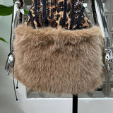 59Y Leopard Sequin Tube Top with Eco-Fur Three-Piece Set