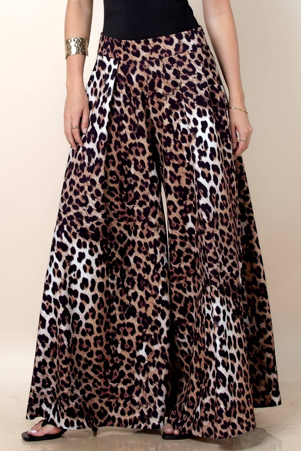 P919-6209-Gen Animal Print Wide Leg Pants