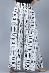 P919-2467WH-Vogue White print palazzo pants