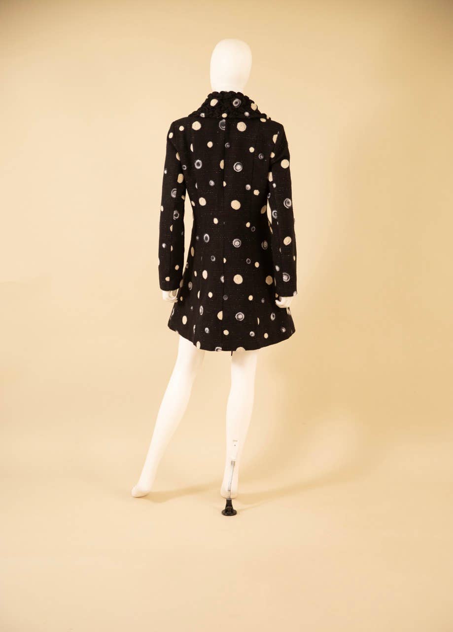 F26065 Embroidery Dots Pucker Collar Coat