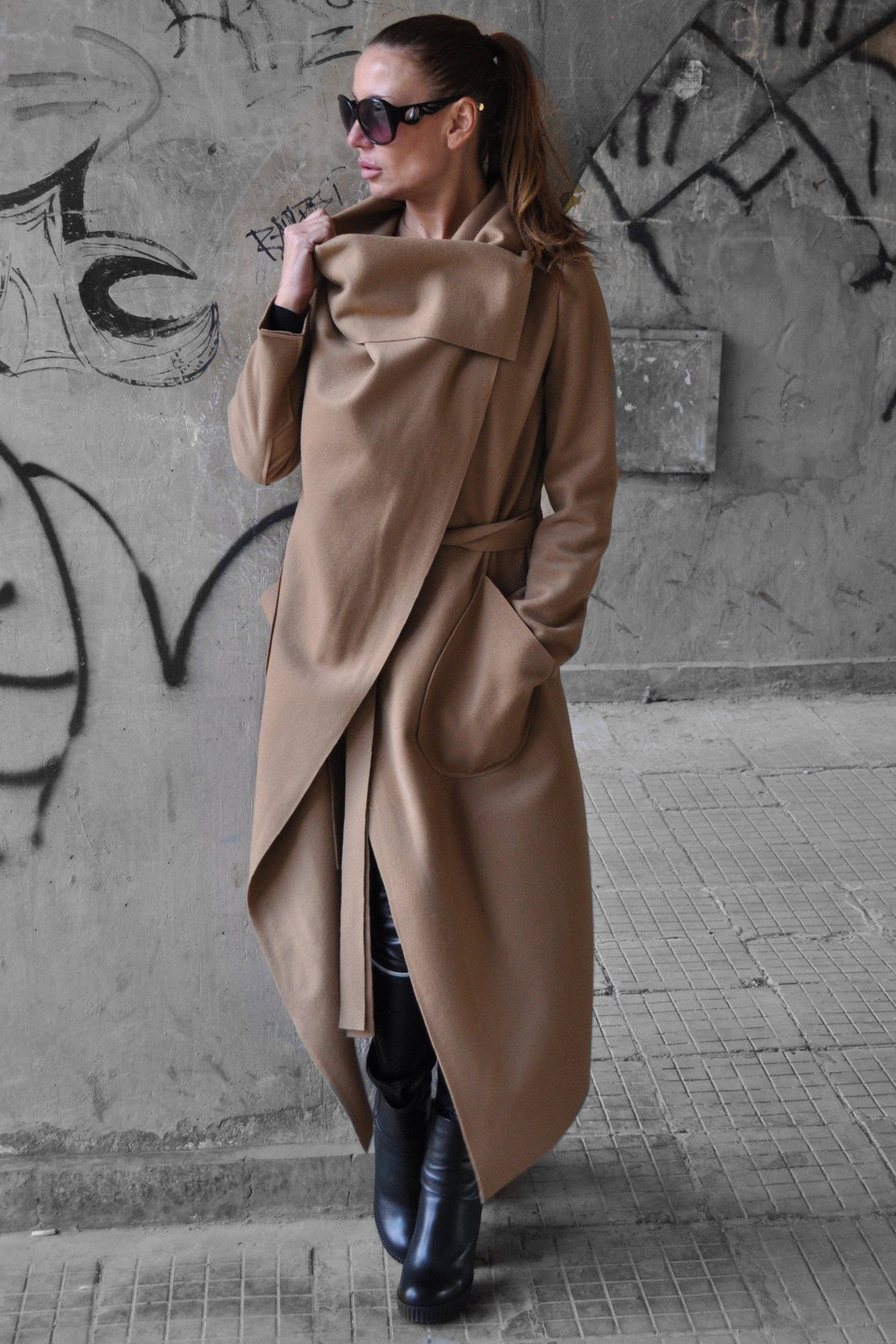 Beige Winter Cashmere Women Coat Victoria