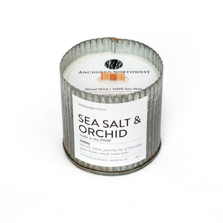 Sea Salt & Orchid Wood Wick Rustic Farmhouse Soy Candle