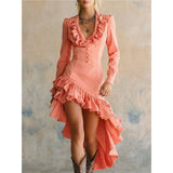 Western Style Floral Denim Dress For Women