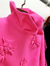 DR079 Handmade Three-dimensional Flower Bell Sleeve Dress