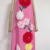 DR516Y Colorful 3D Floral Swing Suspender Long Summer Dress
