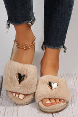 Heart Pendant Fluffy Slippers ZK701