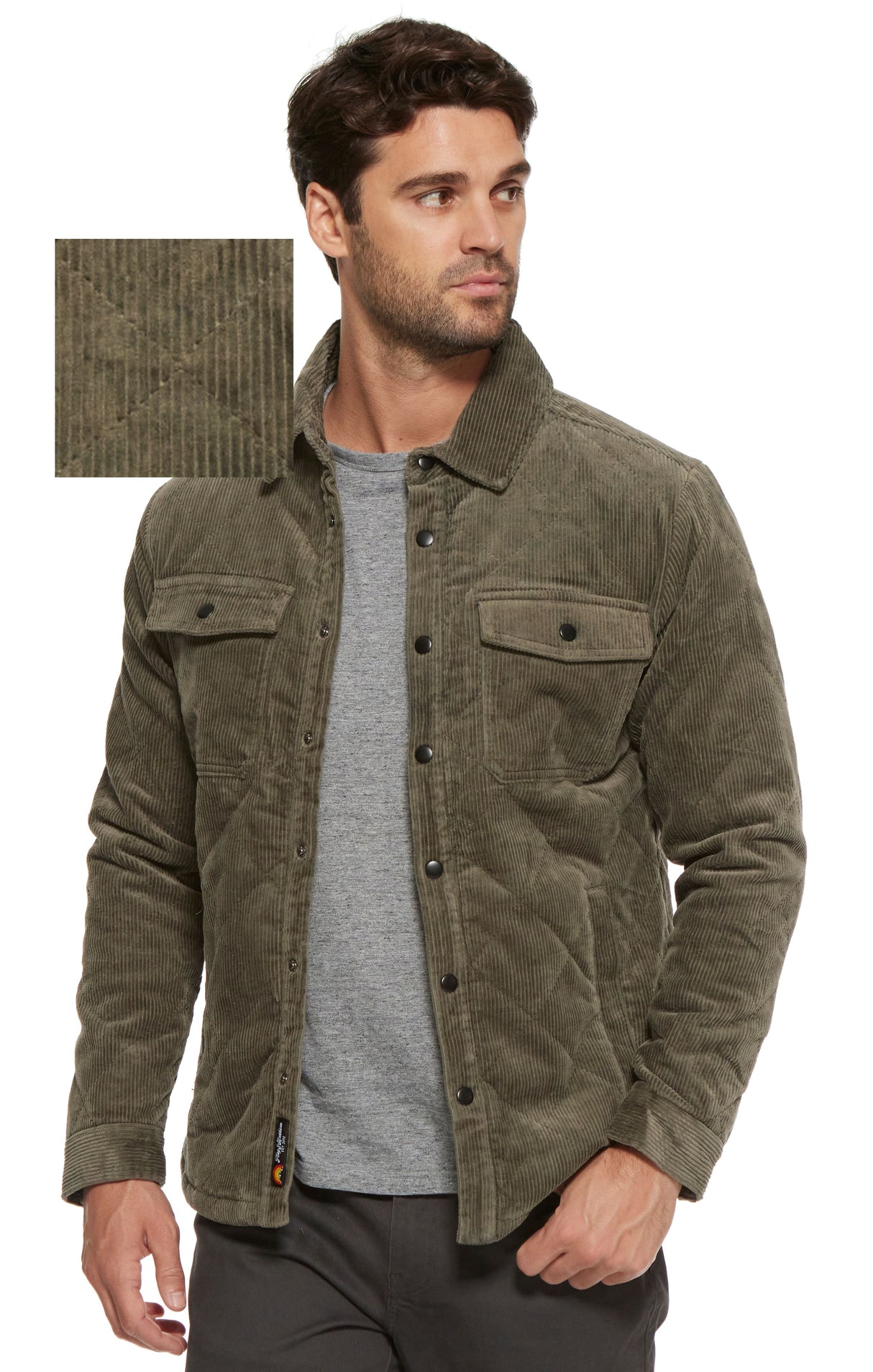 FA23OW1746 Green Wilbur Quilted Corduroy Jacket by Flag & Anthem