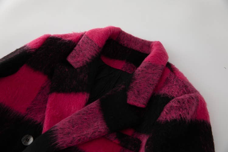 CT79 Women's Autumn/Winter Casual Warm Plaid Wool Coat