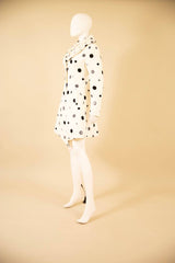 F26065 Embroidery Dots Pucker Collar Coat