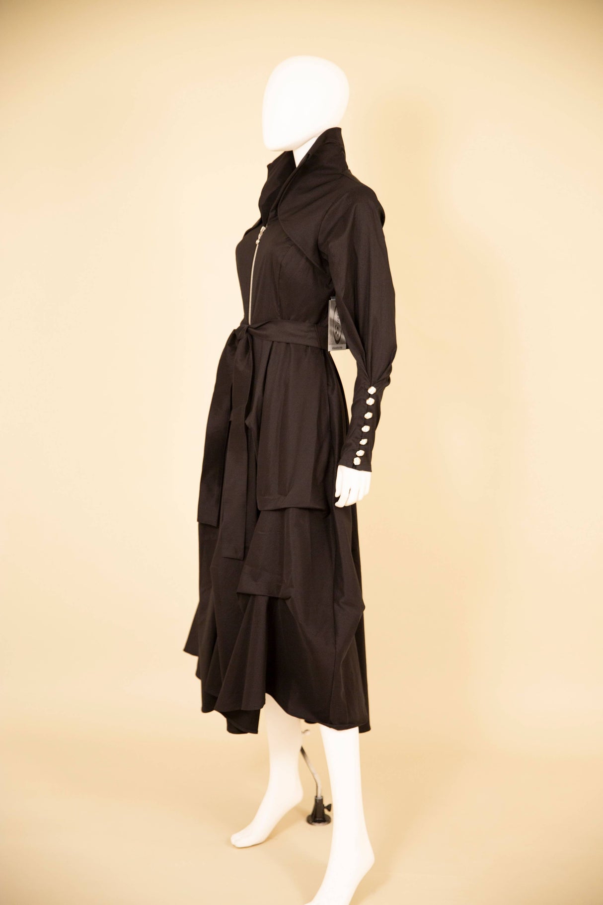 Stretch Dupioni Sculptural Zip Pleats Dress - F23011