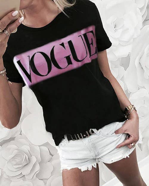 Short sleeve letter print top