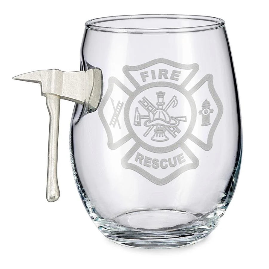 Ben Shot Fire Ax with Maltese cross Wine Glass