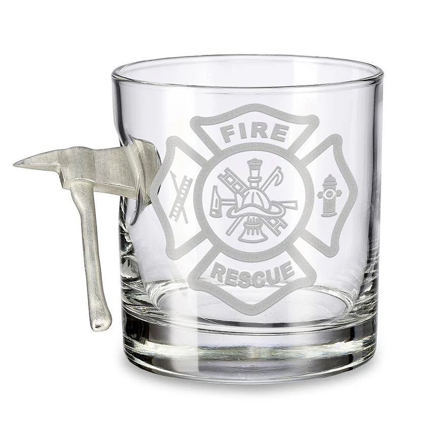 Ben Shot Fire Ax Rock Glass with Maltese Cross