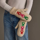 M-447 Beige Ho Ho Ho Mittens